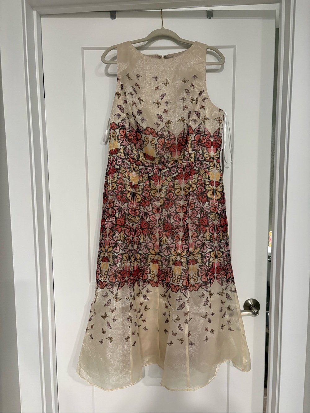 Maggy London Cream Dress with Subtle Sheen Size 14